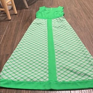 Vintage Green Sleeveless Maxi Dress 70s